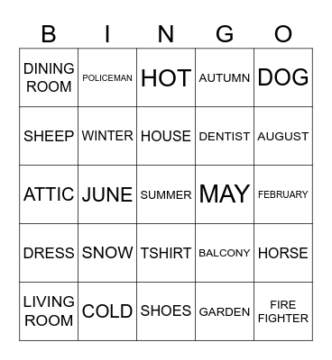 VOCABULARY Bingo Card