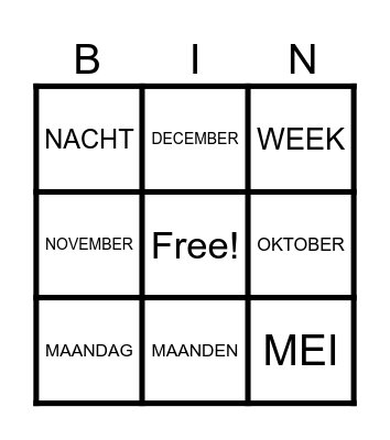 DE TIJD Bingo Card
