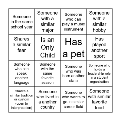 INCLUSIVE Bingo Card