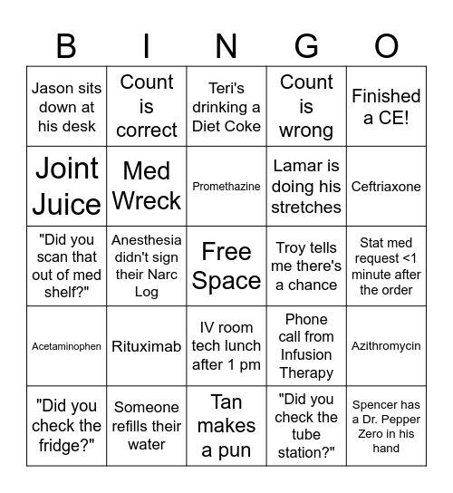 Pharmacy Week Bingo Card