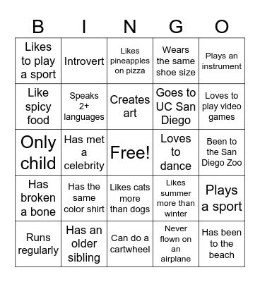 First @ Muir Bingo Card