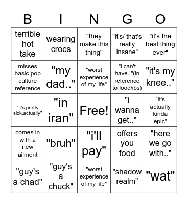 Mateen Bingo Card