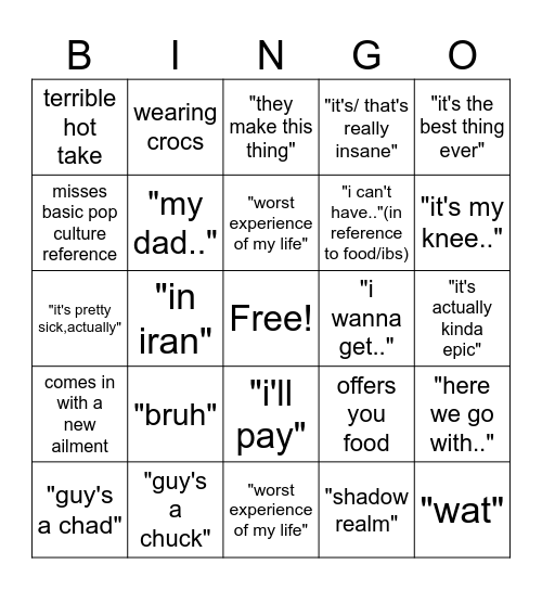 Mateen Bingo Card