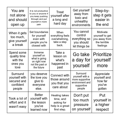 Self Care Bingo Card