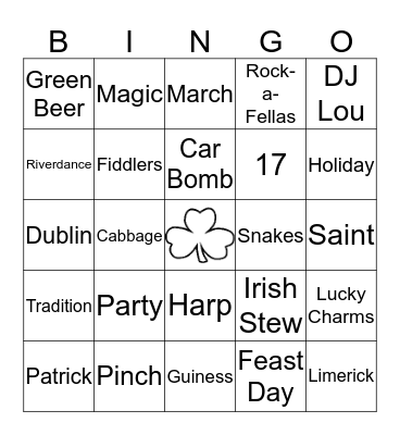 St. Patrick's Day Bingo Card