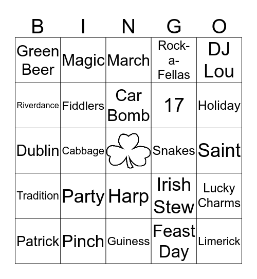 St. Patrick's Day Bingo Card