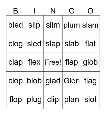 L Blends Bingo Card