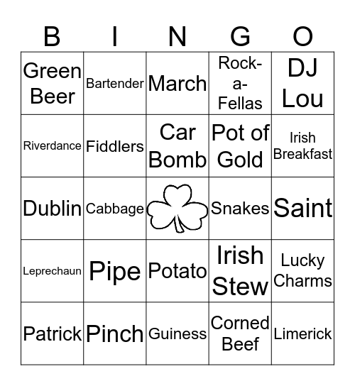 St. Patrick's Day Bingo Card