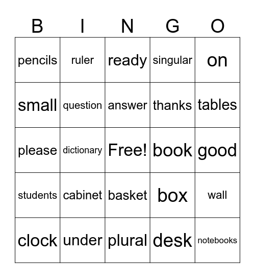 New Words 2 Bingo Card