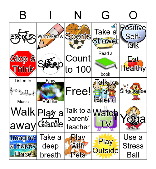 Coping Skills Bingo Card