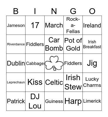 St. Patrick's Day Bingo Card