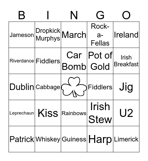 St. Patrick's Day Bingo Card