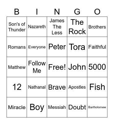 Bible Club Bingo Card