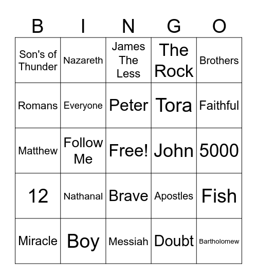 Bible Club Bingo Card