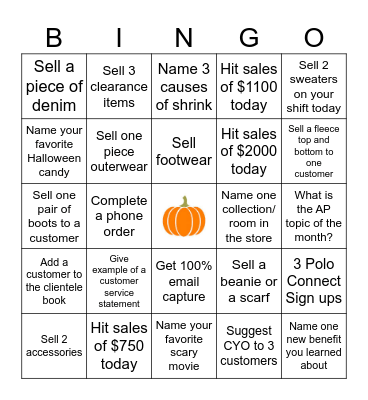 POLO Pumpkin BINGO Card