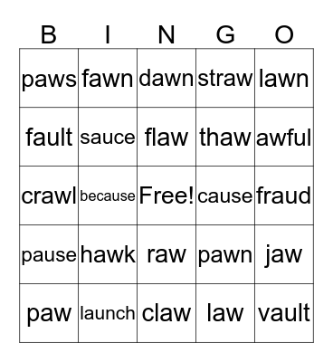 au/aw BINGO Card