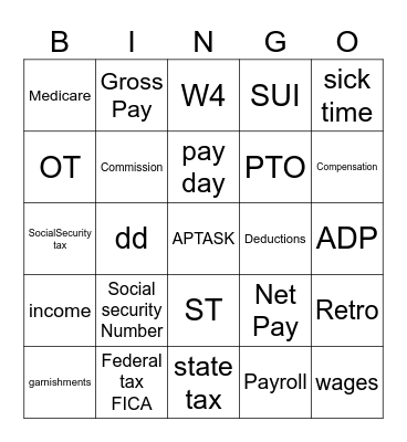 Payroll Bingo Card