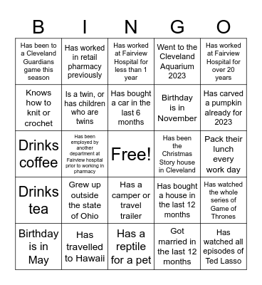 PHARMACY WEEK Bingo Card