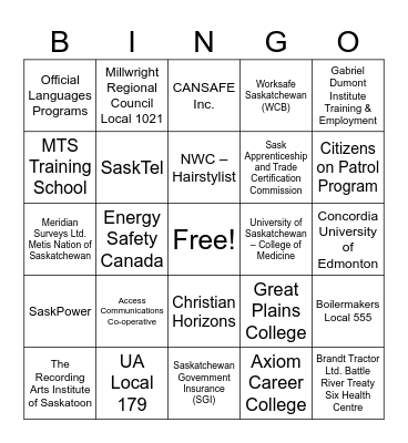 TRY A TRADE 2023 NAME:_______________ Bingo Card