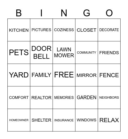 COCLT HOUSE BINGO Card