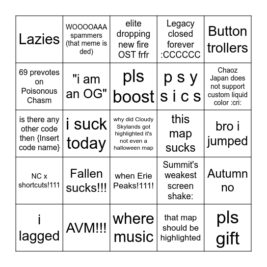 FE2 Bingo Card