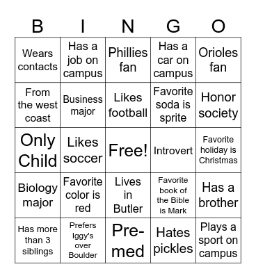 Intervarsity Large Group Bingo Card