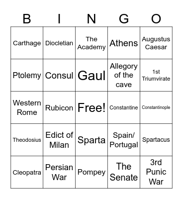 Test Review Bingo Card
