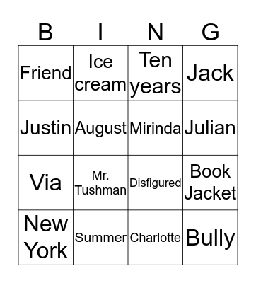 Wonder Bingo Card