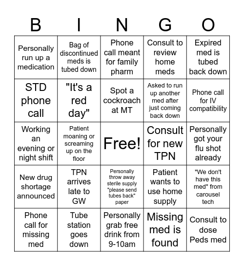 Pharmacy Week BINGO Card