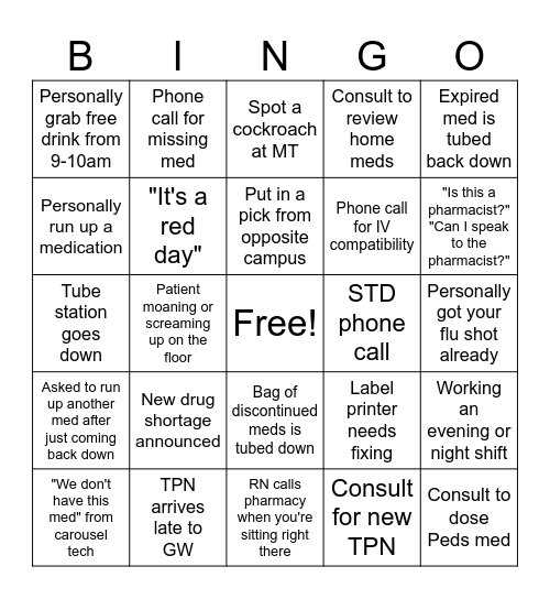 Pharmacy Week BINGO Card