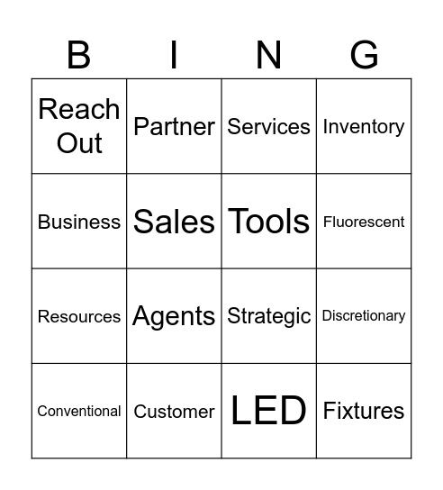 Lighting Bingo Card