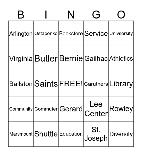 CAB Bingo Card