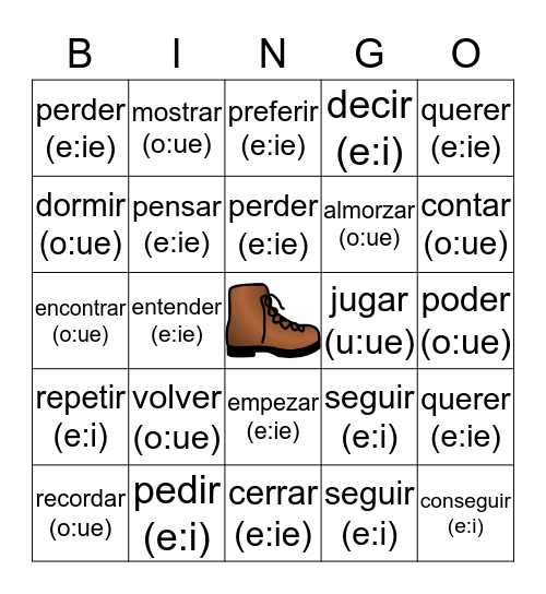 Cap 4 - Verbos de Bota Bingo Card