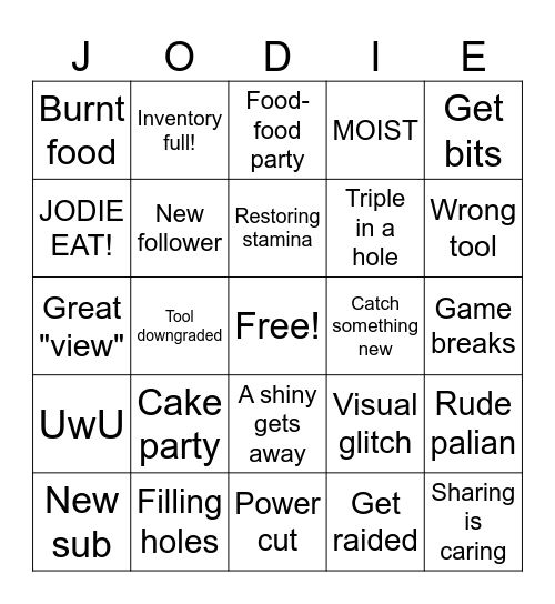 CosyWithJodie Bingo Card