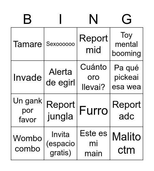 SESIÓN DE DISCORD Bingo Card