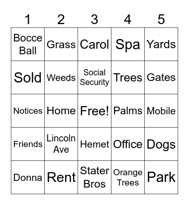 Pueblo Fun Find Game! Bingo Card