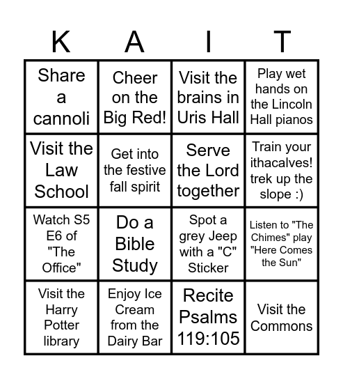 Cornell BINGO Card