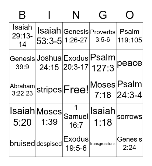 Scripture Mastery Bingo Card