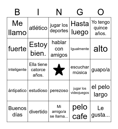 Spanish1AB - #HOLA Bingo Card