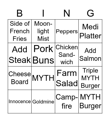 MYTH BINGO Card