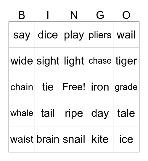 long a,i Bingo Card