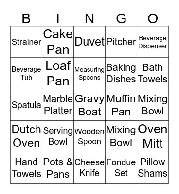 Annie's Bridal Shower Bingo Card