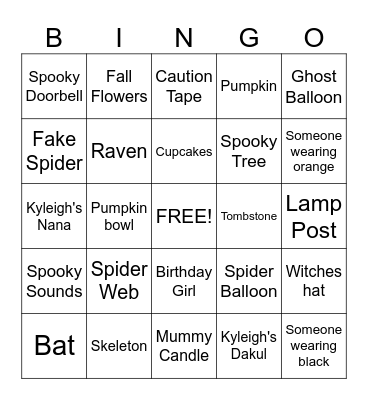 Halloween Scavenger Hunt Bingo Card