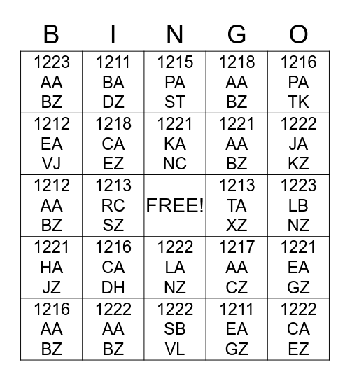 Postcode Bingo - Museum Hilversum Bingo Card