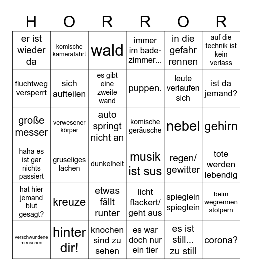 Gruselbingo Card