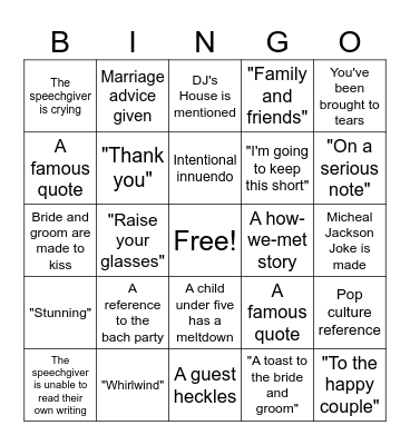 WeddingBingo Card