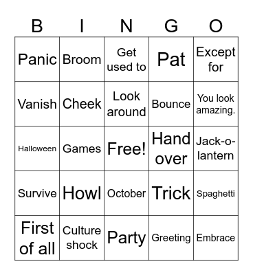 Halloween Bingo Card