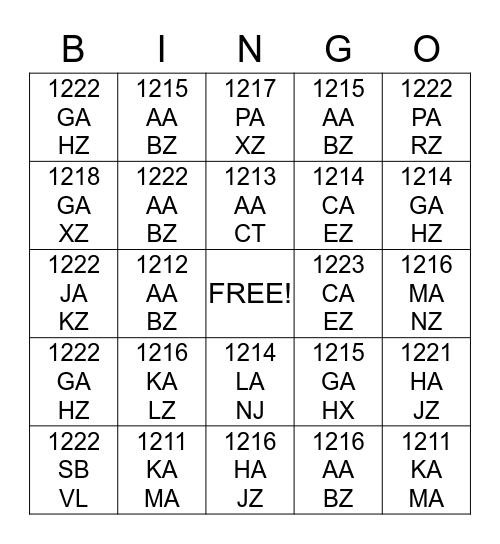 Postcode Bingo - Museum Hilversum Bingo Card