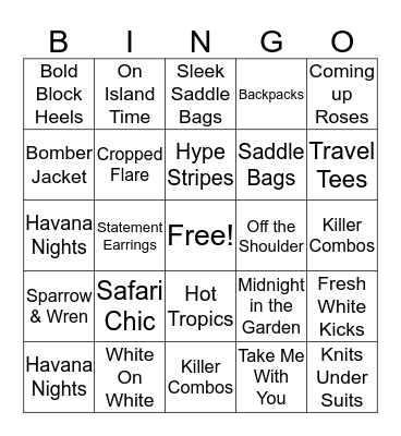 Spring Trends Bingo Card