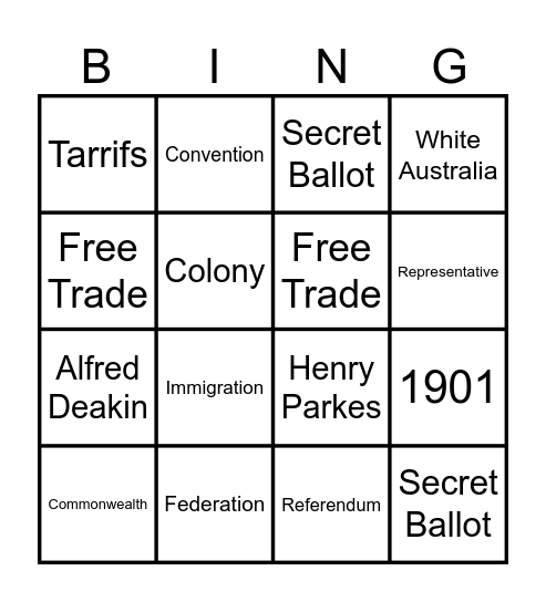 Federation Bingo Card